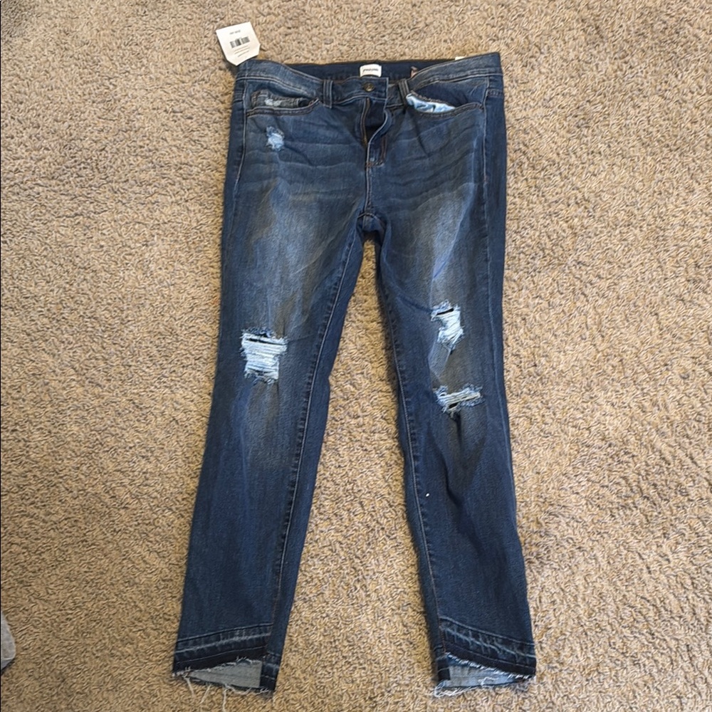 Sneak Peek Blue Skinny Jeans Distressed Style